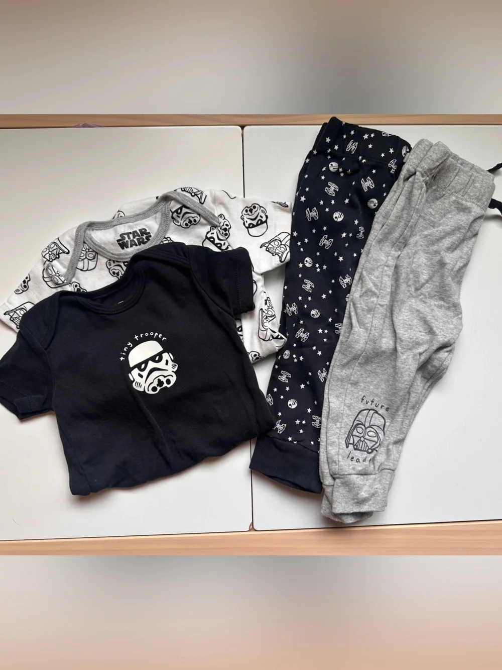 Star Wars Amazon Essentials 4pc Onesies and Pants Set Tiny Trooper Vader 18m